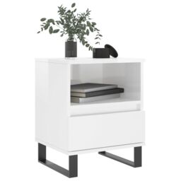 Berkfield Home Bedside Cabinet High Gloss White 40x35x50 cm Engineered Wood - Size: 40 x 35 x 50 cm - thumbnail 3