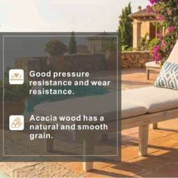 Direct Wicker 5‑Position Adjustable Acacia Wood Lounge with Cushions in Cream - Size: 1 Pack - thumbnail 4