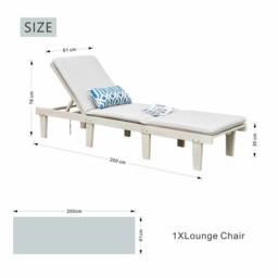 Direct Wicker 5‑Position Adjustable Acacia Wood Lounge with Cushions in Cream - Size: 1 Pack - thumbnail 2