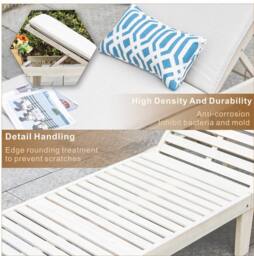 Direct Wicker 5‑Position Adjustable Acacia Wood Lounge with Cushions in Cream - Size: 1 Pack - thumbnail 5