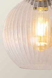 ValueLights Maddison Clear Rib Glass Globe Flush Ceiling Light with Filament Bulb in Black - thumbnail 4
