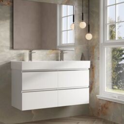 Banyetti Vatilla 1200mm Wall Hung Vanity Unit with Veneto 2 Tap Hole Basin - Gloss White - thumbnail 2