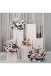 Living and Home 30x100cm Cylinder Pedestal Stand Paper Foldable Support Columns for Parties Weddings Reception Decoration in White - Size: 30x100 cm - thumbnail 2
