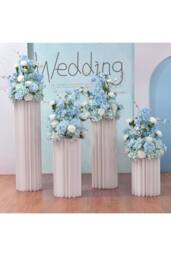 Living and Home 30x100cm Cylinder Pedestal Stand Paper Foldable Support Columns for Parties Weddings Reception Decoration in White - Size: 30x100 cm - thumbnail 3