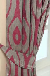 Homescapes Ikat Jacquard Curtain Tie Back Pair in Pink - thumbnail 1