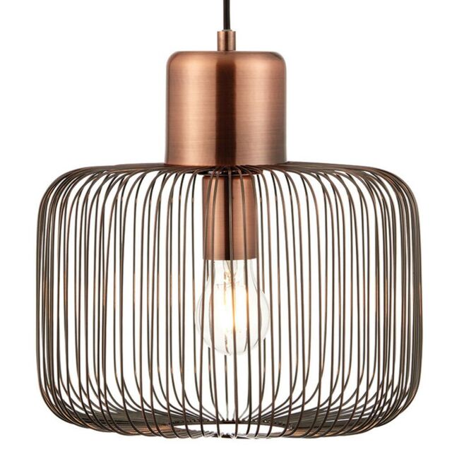 Loops Hanging Ceiling Pendant Light ANTIQUE COPPER WIRE Shade Modern Lamp Bulb Holder - image 1