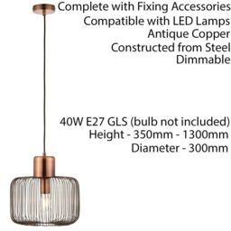 Loops Hanging Ceiling Pendant Light ANTIQUE COPPER WIRE Shade Modern Lamp Bulb Holder - thumbnail 2