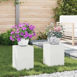 Berkfield Home Outdoor Plant Stands Pillar 2 pcs White 24x24x35 cm Steel - Size: 24 x 24 x 35 cm - thumbnail 2