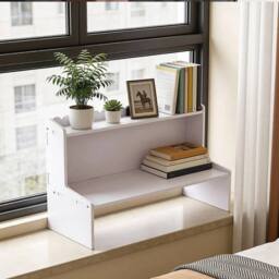 NESTLUNE Desktop Storage Shelf Desk Organiser Office Display Rack in White - Size: 100 cm x 15 cm - thumbnail 4