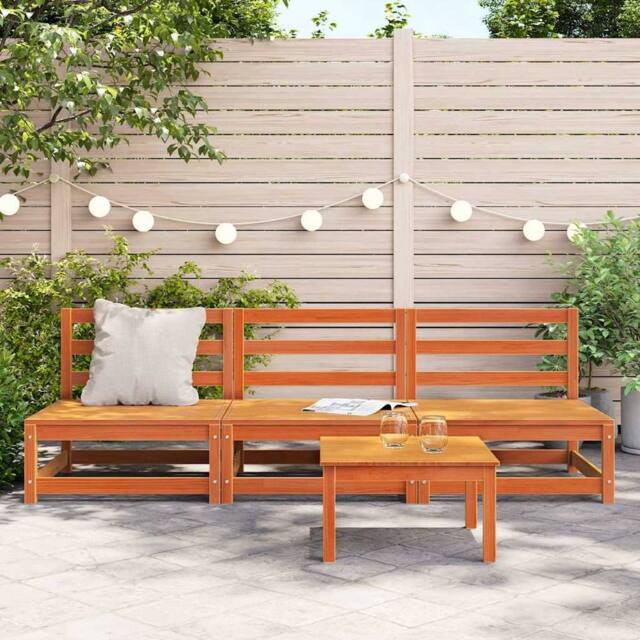 Berkfield Home Garden Sofas Armless 3 pcs Wax Brown 70x70x67 cm Solid Wood Pine - Size: 70 x 70 x 67 cm - image 1