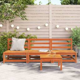 Berkfield Home Garden Sofas Armless 3 pcs Wax Brown 70x70x67 cm Solid Wood Pine - Size: 70 x 70 x 67 cm - thumbnail 1