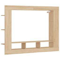 Berkfield Home TV Cabinet Sonoma Oak 152x22x113 cm Engineered Wood in Light Brown - Size: 152 x 22 x 113 cm - thumbnail 1
