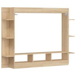 Berkfield Home TV Cabinet Sonoma Oak 152x22x113 cm Engineered Wood in Light Brown - Size: 152 x 22 x 113 cm - thumbnail 6