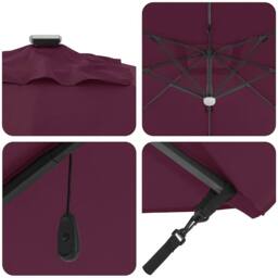 Berkfield Home Cantilever Umbrella - Bordeaux Red Bordeaux red Metal & Fabric in Burgundy - thumbnail 9