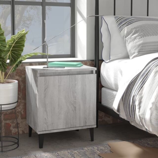 Berkfield Home Bed Cabinets with Metal Legs 2 pcs Grey Sonoma 40x30x50 cm - Size: 40 x 30 x 50 cm - image 1