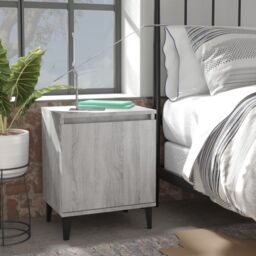 Berkfield Home Bed Cabinets with Metal Legs 2 pcs Grey Sonoma 40x30x50 cm - Size: 40 x 30 x 50 cm - thumbnail 1