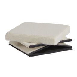 Home Source Folding Ottoman Cream Boucle Teddy Bear Fabric Chest Solid Storage Box - thumbnail 6