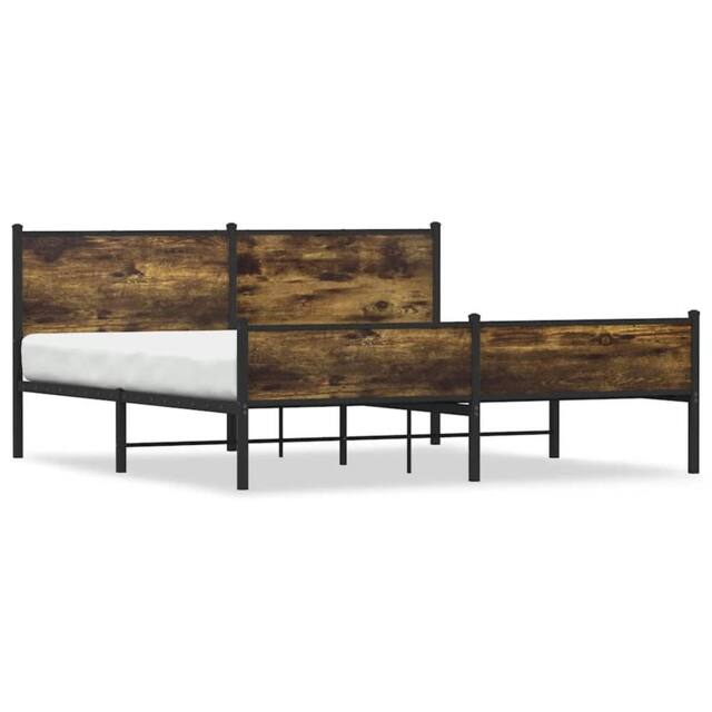 Berkfield Home Metal Bed Frame without Mattress Smoked Oak 180x200 cm Super King in Brown - image 1