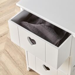 Home Source Wooden 3/4 Drawer Chest Storage Unit Organiser Love Hearts Fully Assembled in White - thumbnail 4