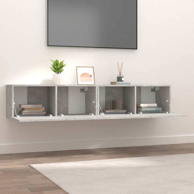 Berkfield Home TV Cabinets 2 pcs Concrete Grey 80x30x30 cm Engineered Wood - Size: 80 x 30 x 30 cm - image 1