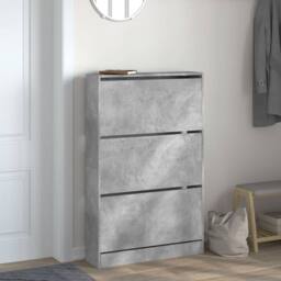 Berkfield Home Shoe Cabinet Concrete Grey 80x21x125.5 cm Engineered Wood - thumbnail 3