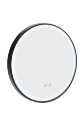 Living and Home D80cm Round Metal Framed LED Bathroom Wall Mirror in Black - thumbnail 5