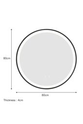 Living and Home D80cm Round Metal Framed LED Bathroom Wall Mirror in Black - thumbnail 6