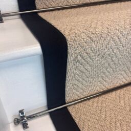 RainbowHome Herringbone Royal Sterling Wool Stair Runner with 100% Cotton Black Border 65cm x 600cm in Beige - Size: 20 cm x 12 cm - thumbnail 2