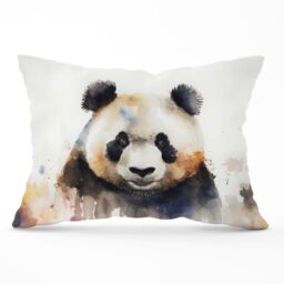 Warren Reed - Designer Panda Watercolour Cushions in Brown - Size: 60 cm x 60 cm - thumbnail 1