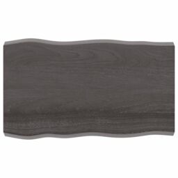Berkfield Home Table Top Dark Grey 100x60x(2-6) cm Treated Solid Wood Live Edge in Brown