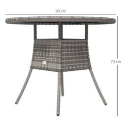 OUTSUNNY Outdoor PE Rattan Dining Table w/ Wood-plastic Composite Top, Grey - thumbnail 3