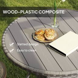 OUTSUNNY Outdoor PE Rattan Dining Table w/ Wood-plastic Composite Top, Grey - thumbnail 6