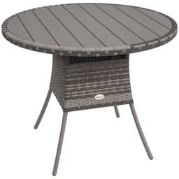 OUTSUNNY Outdoor PE Rattan Dining Table w/ Wood-plastic Composite Top, Grey - thumbnail 2