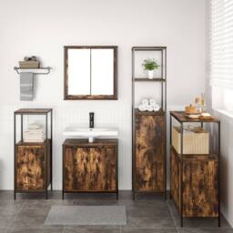 Berkfield Home 5-Piece Bathroom Furniture Set in Smoked Oak Engineered Wood in Brown - thumbnail 4