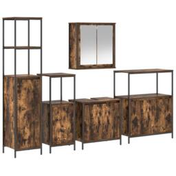Berkfield Home 5-Piece Bathroom Furniture Set in Smoked Oak Engineered Wood in Brown - thumbnail 2