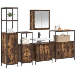 Berkfield Home 5-Piece Bathroom Furniture Set in Smoked Oak Engineered Wood in Brown - thumbnail 3