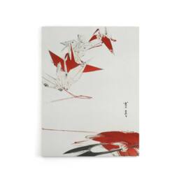 "Artery8 Bird Origami Crane Kachoga Canvas Wall Art Print Watanabe Seitei in Red - Size: W18"" x H24""" - thumbnail 1