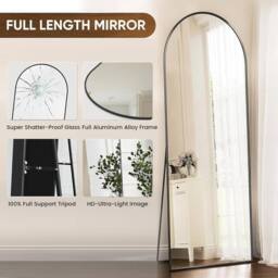 Gartistgo 162x52cm Full Length Mirror Floor Standing or Wall Mounted in Black - Size: 162x52 cm - thumbnail 6
