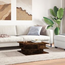 Berkfield Home Coffee Table Smoked Oak 70x70x29 cm Engineered Wood in Brown - Size: 70 x 70 x 29 cm - thumbnail 3