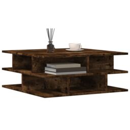 Berkfield Home Coffee Table Smoked Oak 70x70x29 cm Engineered Wood in Brown - Size: 70 x 70 x 29 cm - thumbnail 4