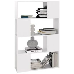 Berkfield Home Book Cabinet Room Divider White 80x24x124.5 cm Engineered Wood - thumbnail 4