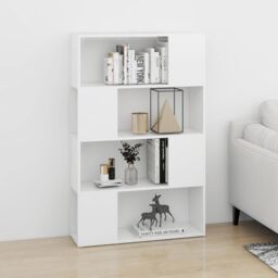 Berkfield Home Book Cabinet Room Divider White 80x24x124.5 cm Engineered Wood - thumbnail 3