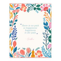 "Artery8 Wall Art Print Happiness is the Path Buddhist Mindfulness Quote Floral Poster - Size: W24"" x H32""" - thumbnail 1