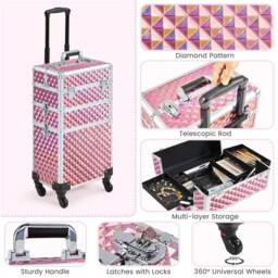 Kelvenix Rolling Makeup Case 3 in 1 Box pink - thumbnail 3