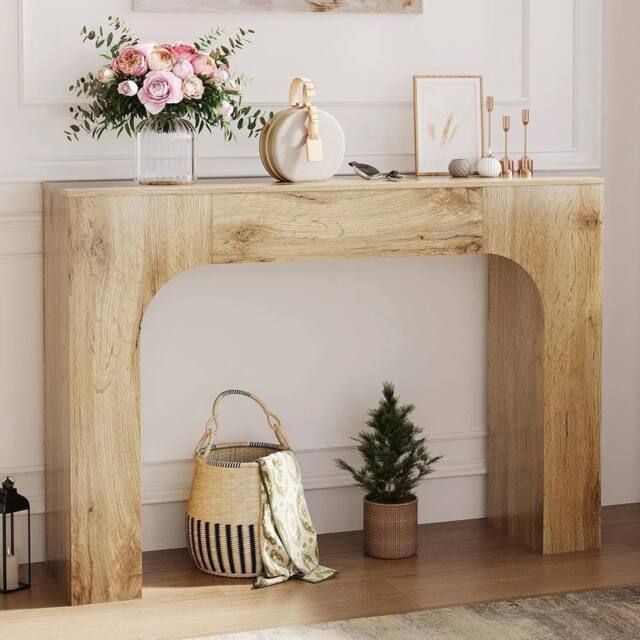 VOGREX Long Console Table Wooden Sofa Table in Brown - image 1