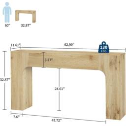 VOGREX Long Console Table Wooden Sofa Table in Brown - thumbnail 2