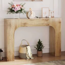 VOGREX Long Console Table Wooden Sofa Table in Brown - thumbnail 1