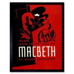 "Artery8 Theatre Stage Play Macbeth Shakespeare USA 12x16"" Framed Art Print in Red - Size: W12"" x H16""" - thumbnail 1