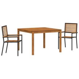 Berkfield Home 3 Piece Garden Dining Set Black Poly Rattan Acacia
