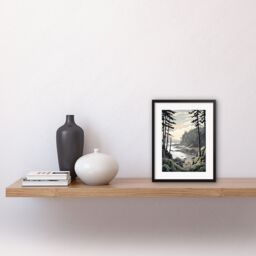 "Artery8 Wall Art Print Great Bear Rainforest Hikers Coastal Landscape Artwork Framed 9X7 Inch in Black - Size: W7"" x H9""" - thumbnail 2